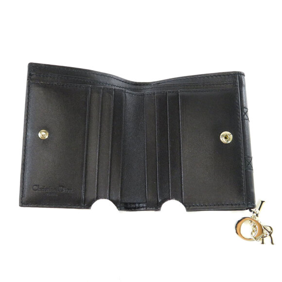 Christian Dior Logo Charm Bifold Wallet Leather - Picture 4 of 8
